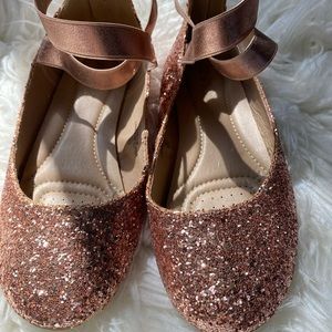 Rose gold glitter flats